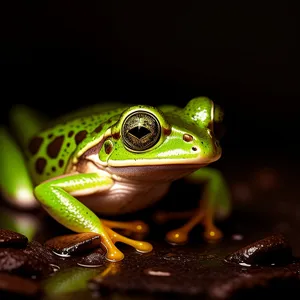 Vibrant Eyed Tree Frog on Leaf