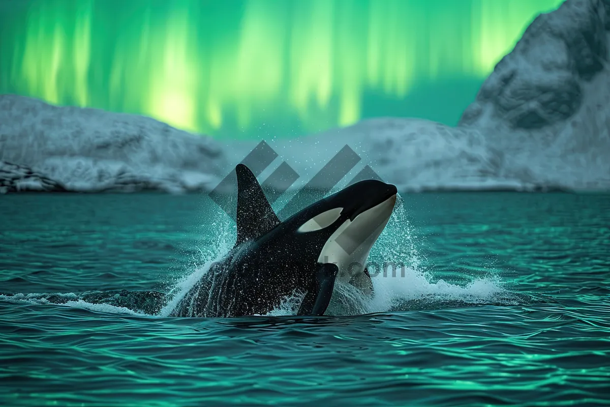 Picture of Marine predators in blue sea waves