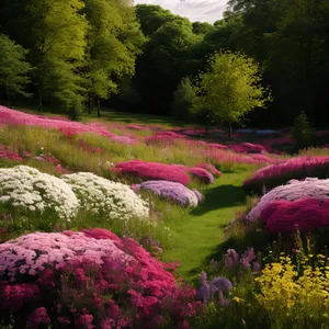 Colorful Blooms Blanket Lush Garden Landscape