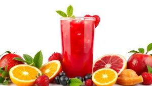 Refreshing Strawberry Citrus Fruit Juice Beverage in Glass