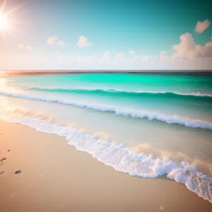 Turquoise Paradise: Serene Beachscape with Clear Waves