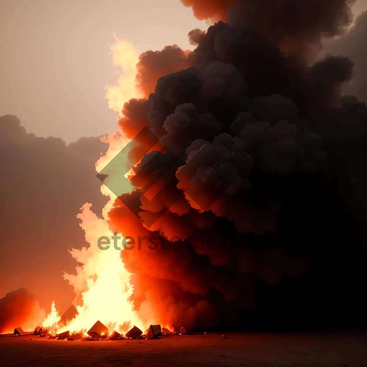 Picture of Fiery Sky Over Majestic Volcano