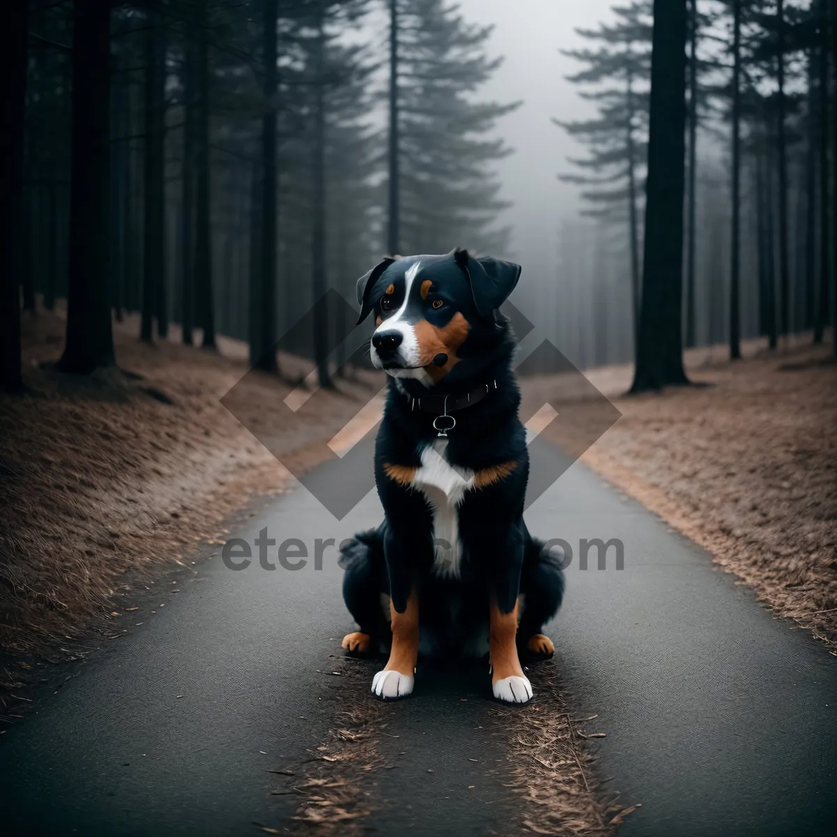 Picture of Adorable Black Swiss Mountain Dog Puppy Portrait