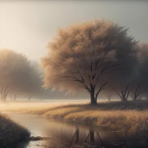 Serene Sunset Over Winter Meadow