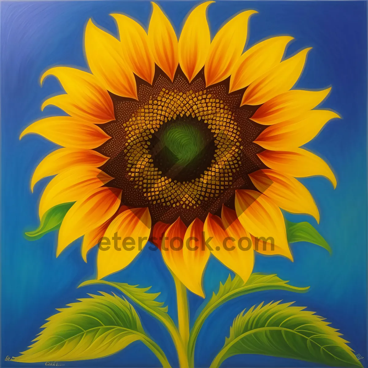 Picture of Vibrant Sunflower Blossom in Summer Garden