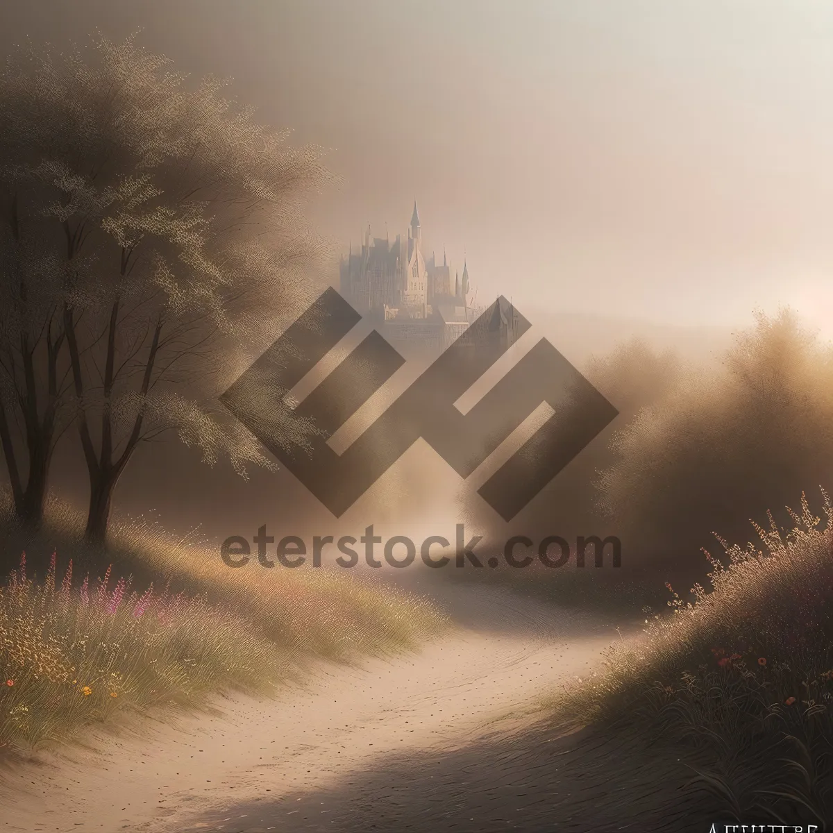Picture of Serenity in the Countryside: Sunset over Dunes and Fields