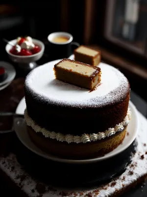 Delicious Chocolate Pastry with Fruit and Cream