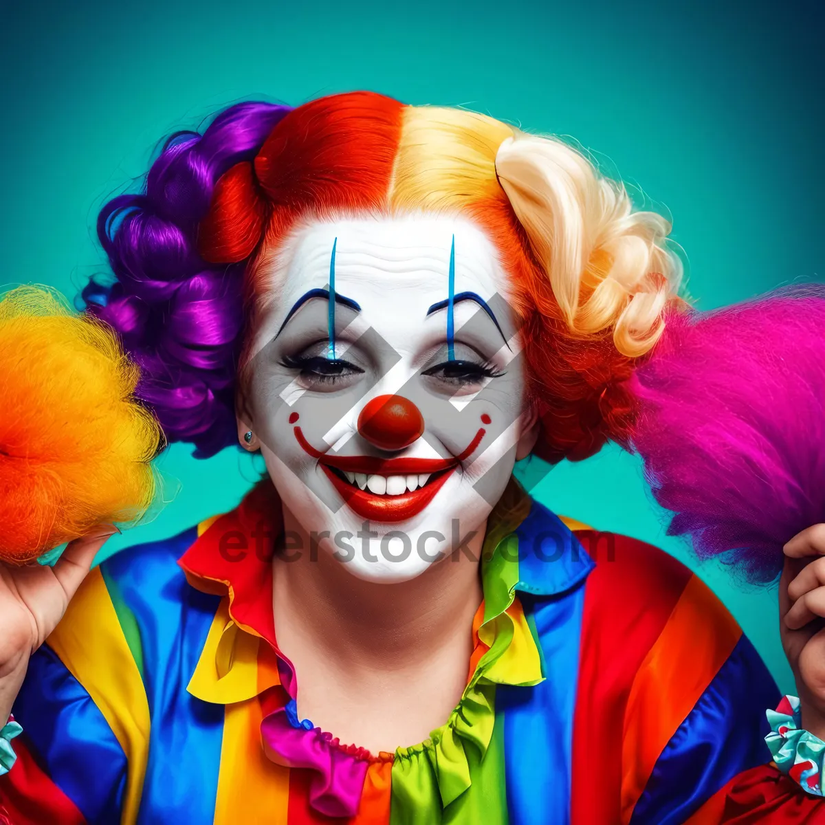 Picture of Colorful Comedic Clown Boy Exuding Fun and Humor