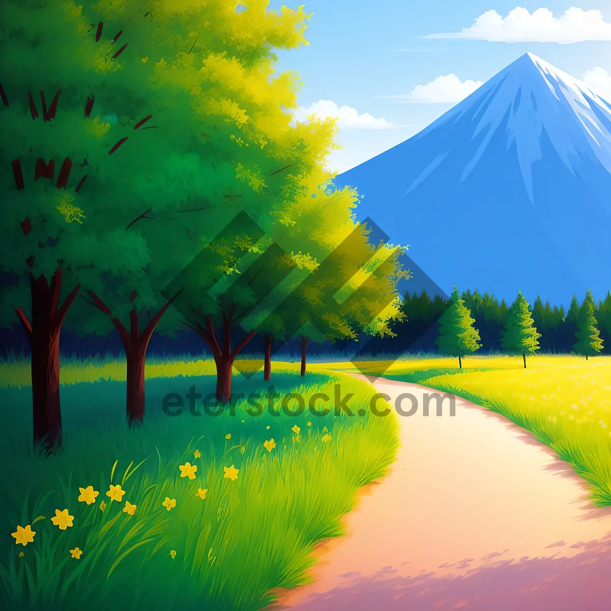 Picture of Serene Summer Skies over Lush Meadows