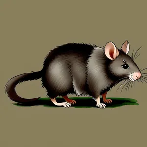 Cute Furry Rodent Portrait: Rat with Fluffy Gray Fur