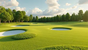 Scenic Golf Course Amidst Lush Countryside Meadows