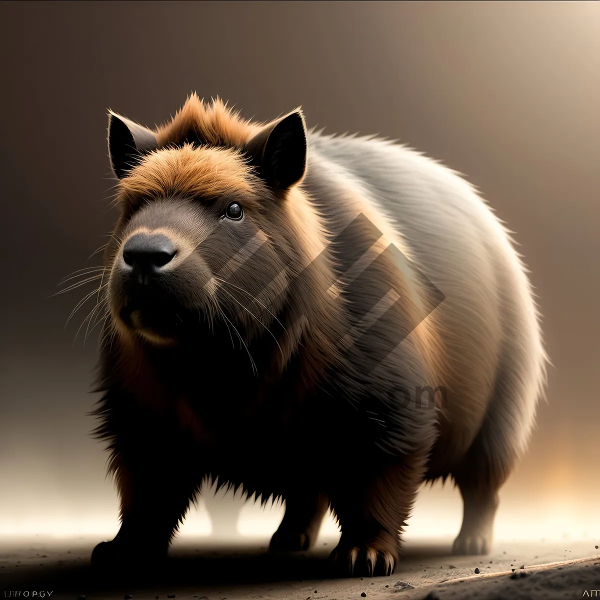 Picture of Cute Wild Boar Piglet with Brown Fur