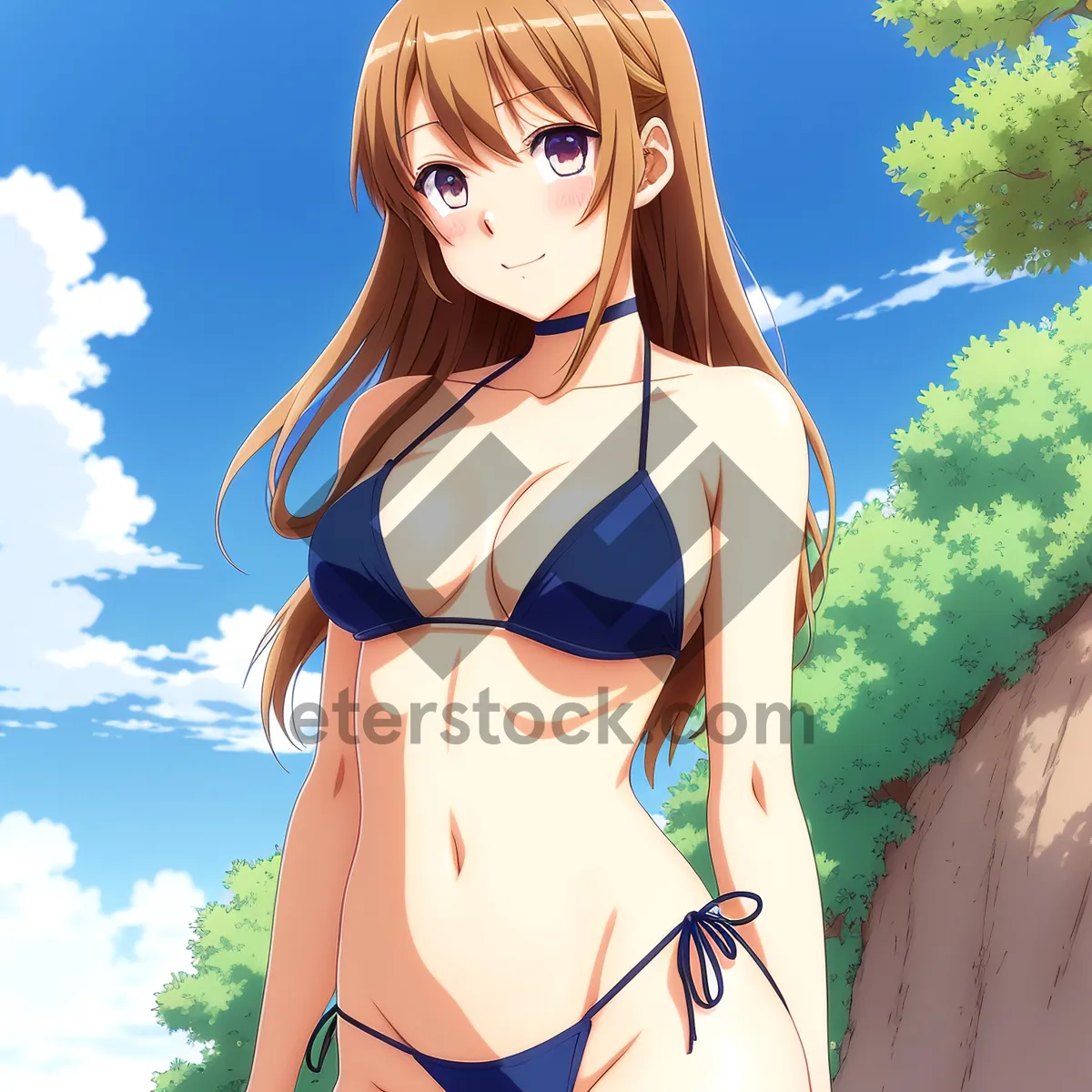 Picture of Blond Fashion Model Posing in Swimsuit