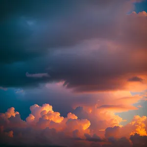 Vivid sunset over a cloudy summer sky.