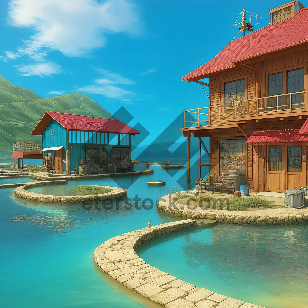 Picture of Exquisite tropical resort by the shimmering ocean.