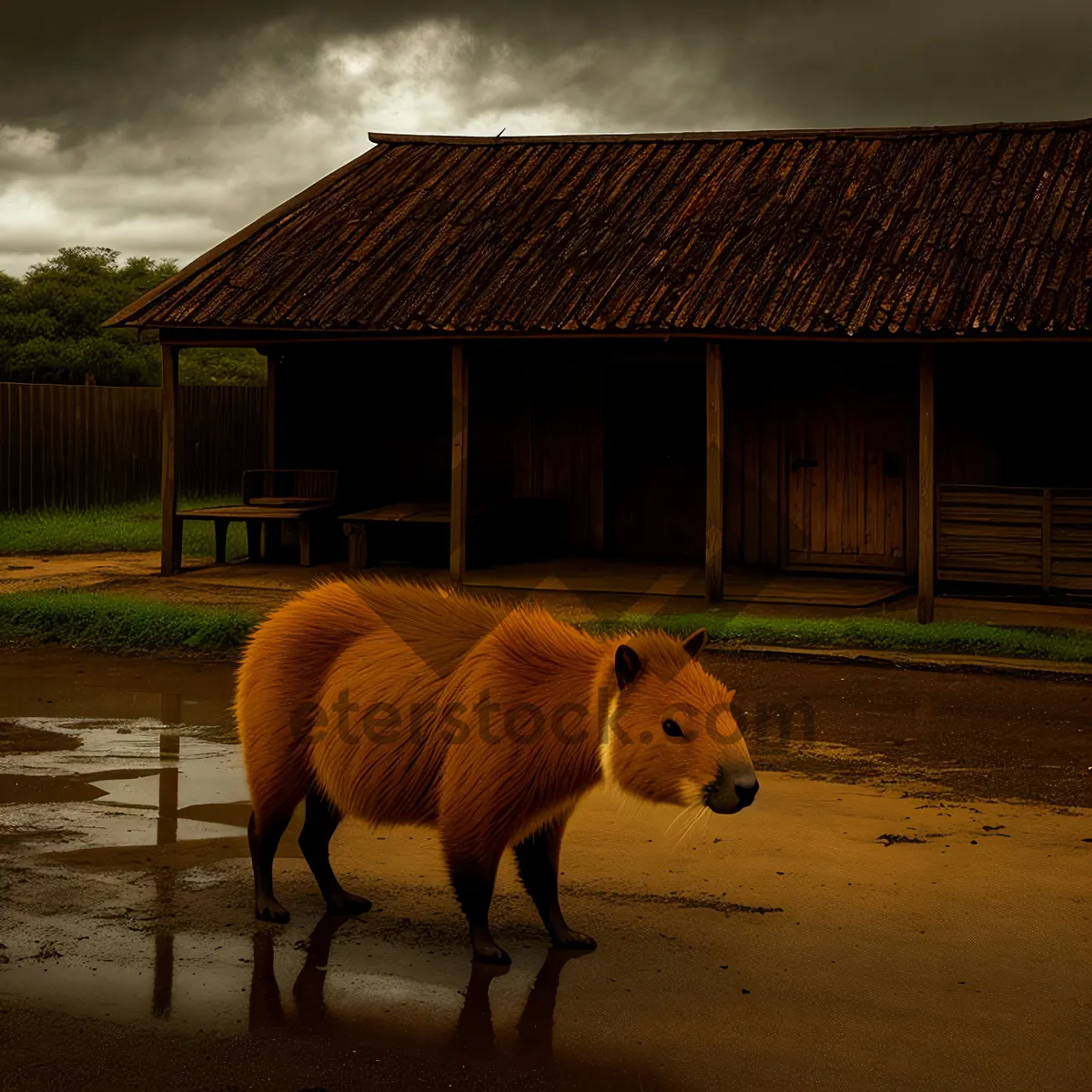 Picture of Rural Horse Ranch Enclosure Grazing Livestock