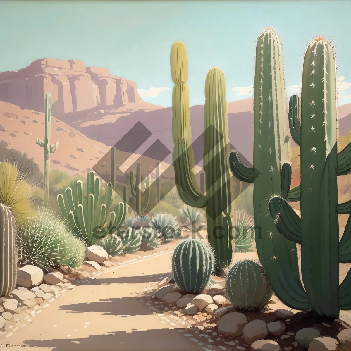Picture of Breathtaking Desert Landscape with Majestic Saguaro Cacti