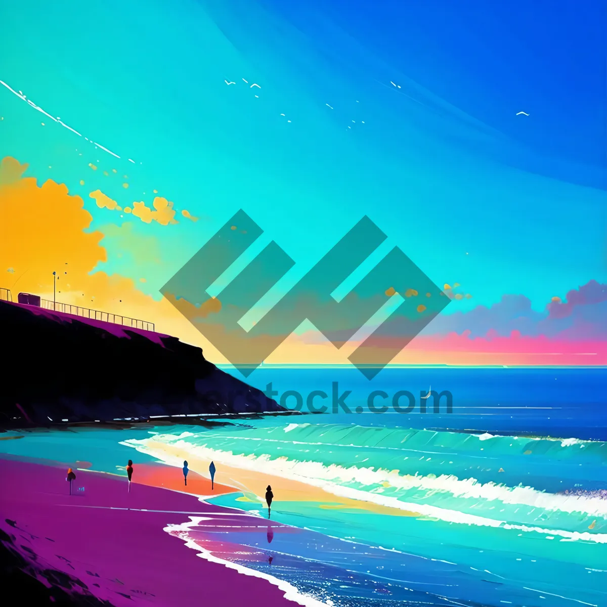 Picture of Serene Coastal Sunset over Azure Waters