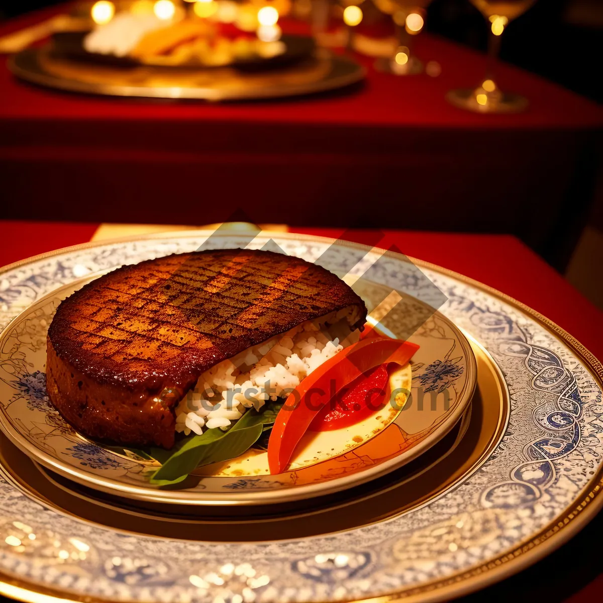 Picture of Delicious gourmet meat loaf with grilled vegetables.