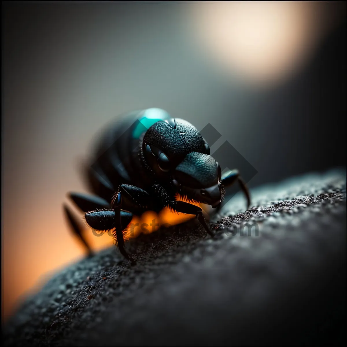 Picture of Close-up of Black Beetle on Leaf in Garden