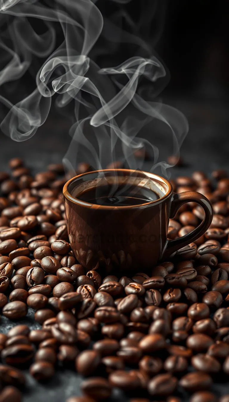 Picture of Hot Espresso Cappuccino Aromatic Roasted Bean Texture