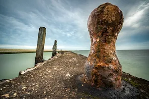 Ancient Stone Monument overlooking National Park and Ocean