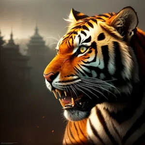 Wild Tiger Cat in Striking Stripes