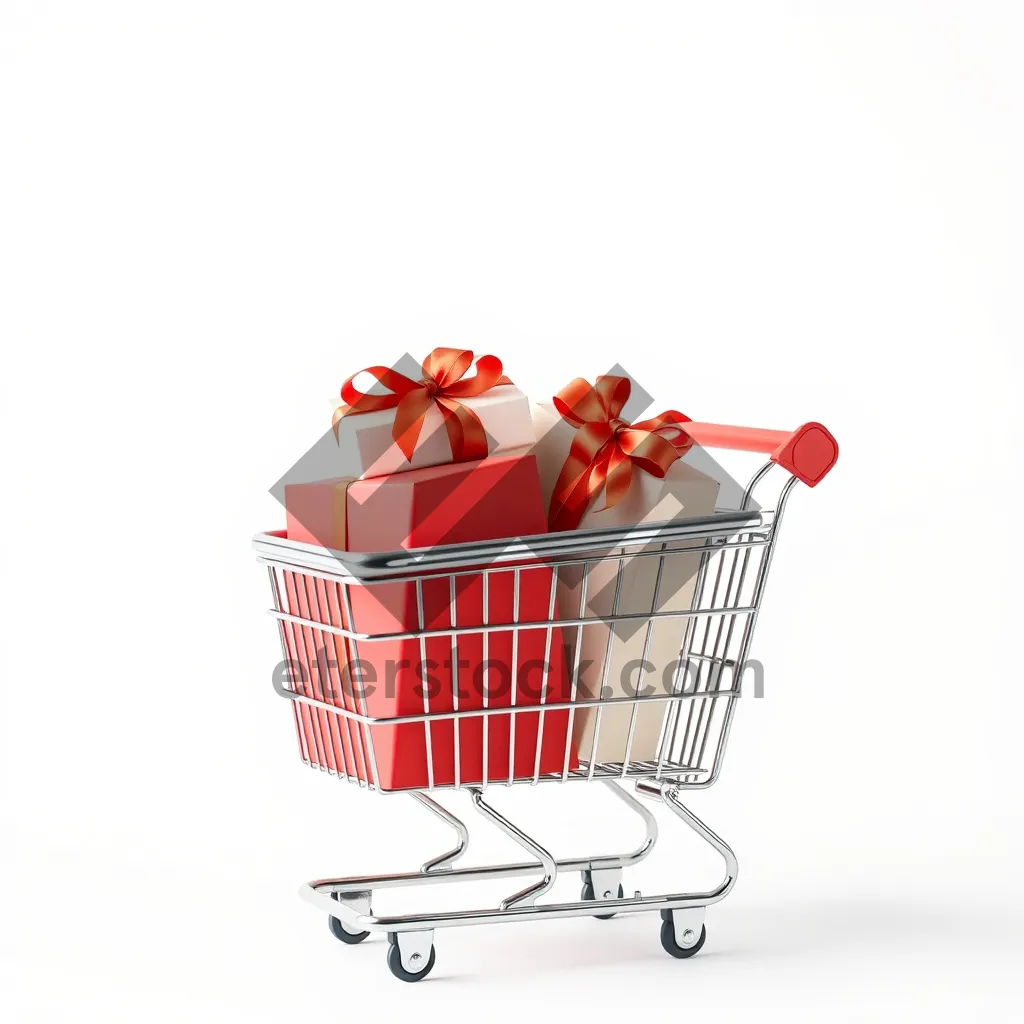 Picture of 3D Metal Shopping Cart Symbol - Consumer Commerce Image