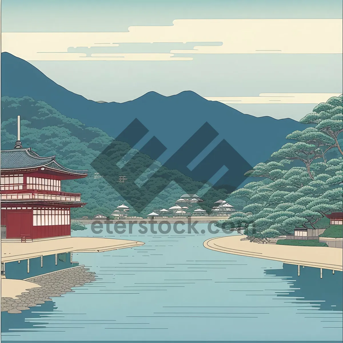 Picture of Coastal city skyline overlooking serene ocean vista