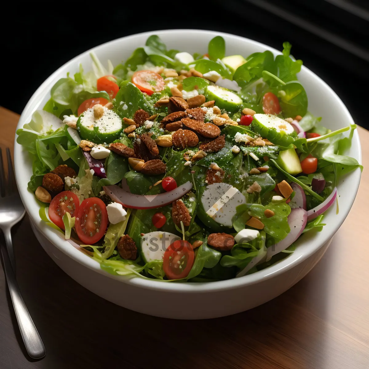 Picture of Fresh vegetable salad with cheese and pepper