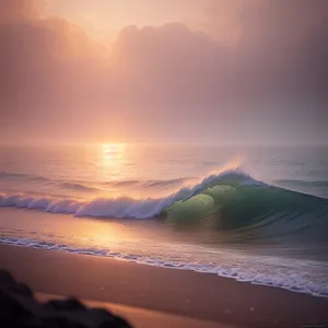 Vibrant Sunset Over Tropical Beach