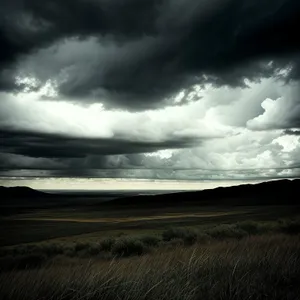 Majestic Storm over Tranquil Ocean Horizon