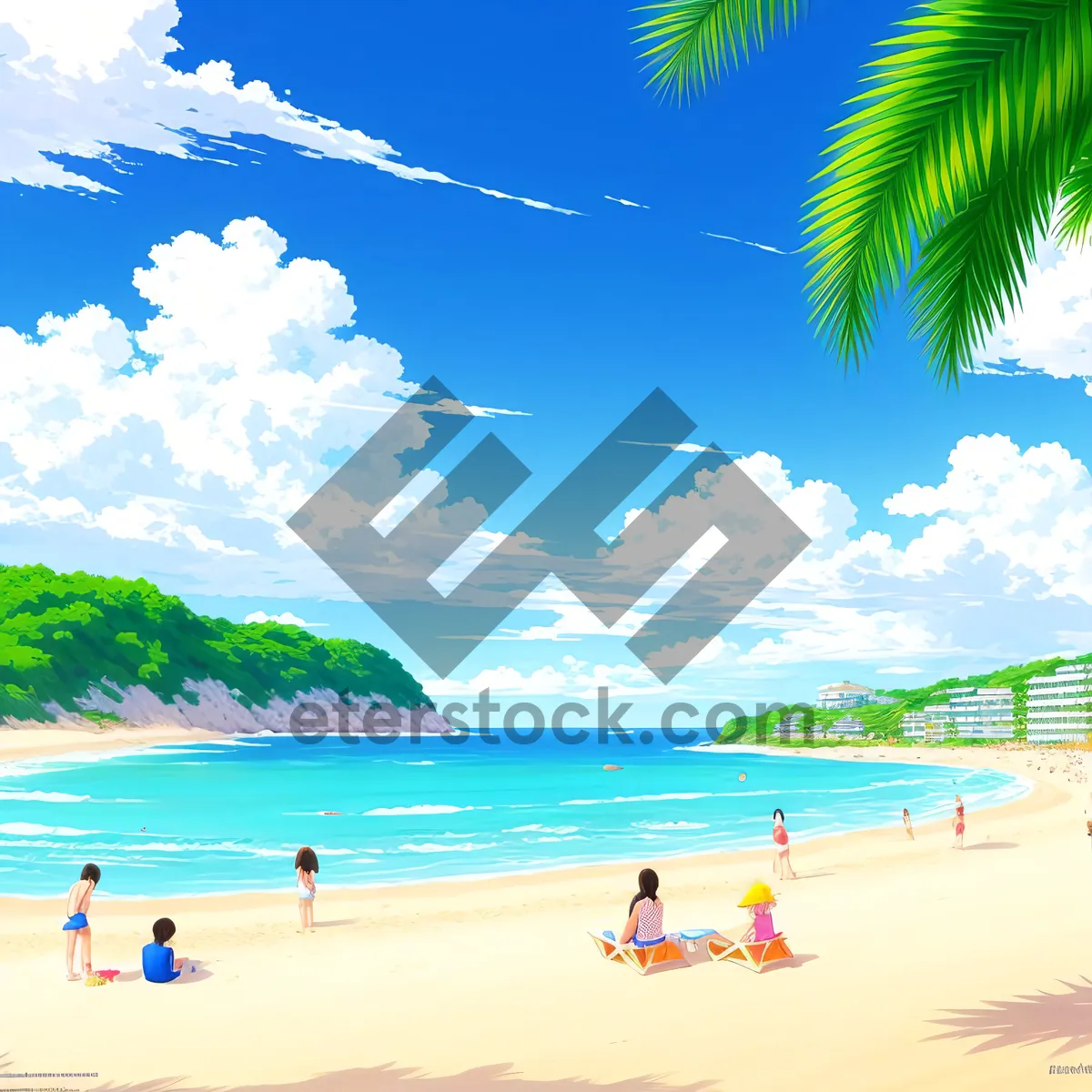 Picture of Serene Tropical Beach Paradise - Turquoise Waters, Palm Trees, Sun, and Sand