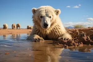 Cute Arctic Brown Bear in Natural Habitat.