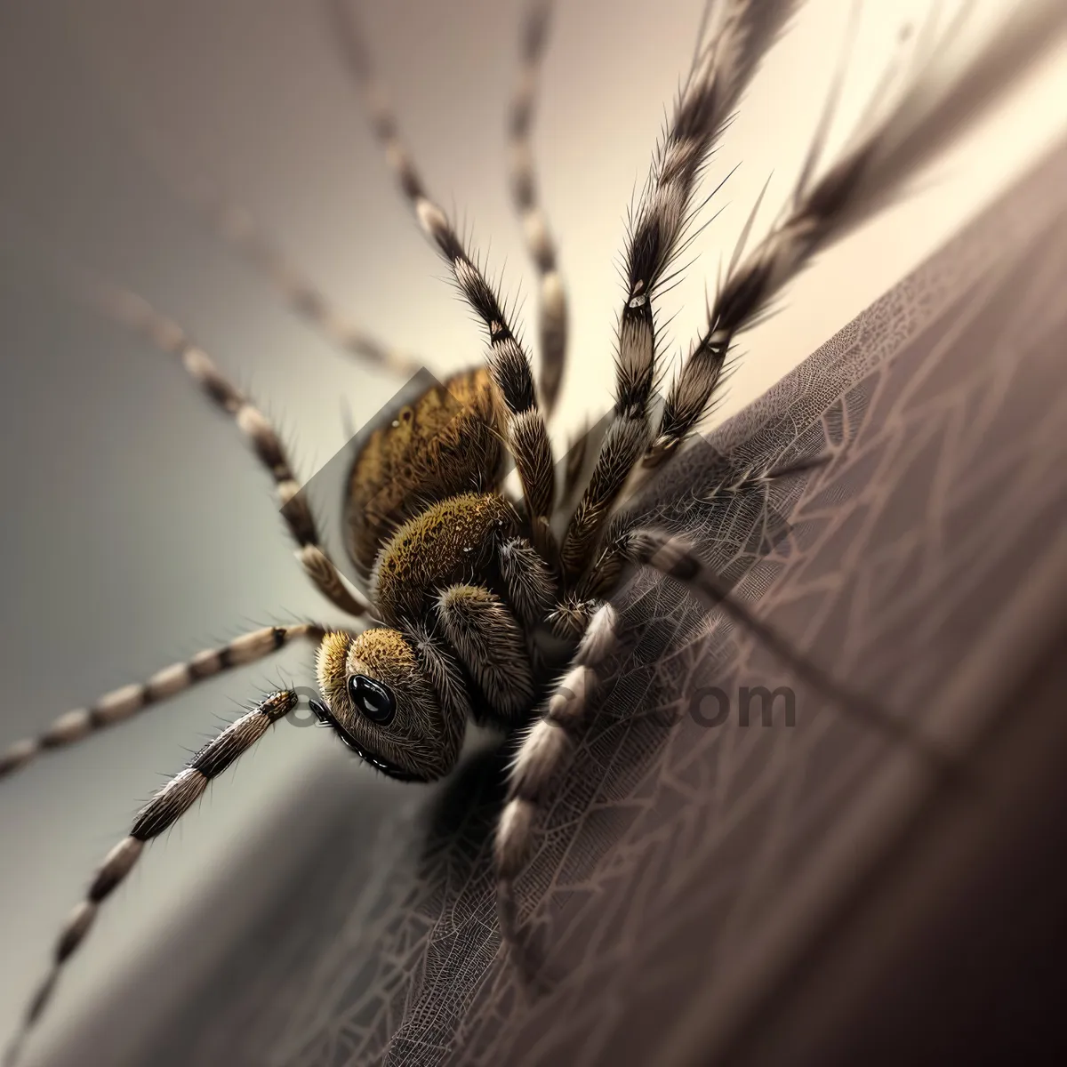 Picture of Garden Spider Close-Up: Creepy Crawler with Hairy Legs