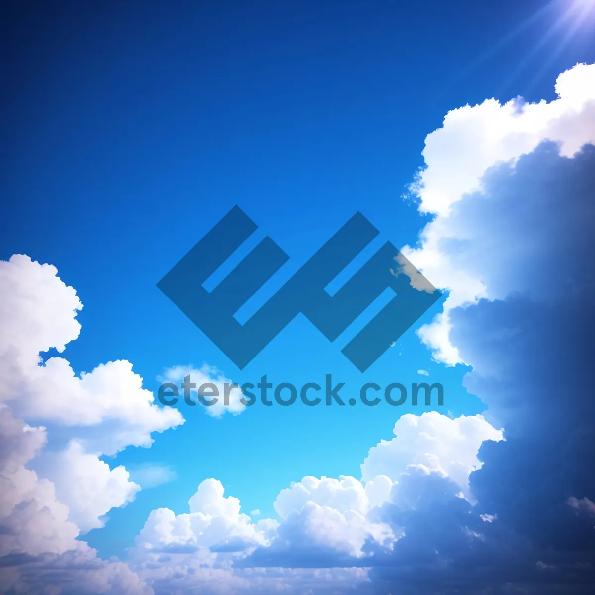 Picture of Serene Summer Sky Overcast with Cumulus Clouds