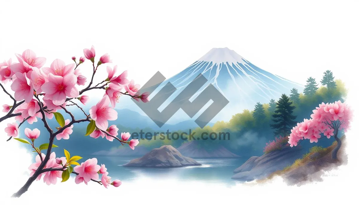 Picture of Japanese Floral Pattern Design in Pink and Summer Hues.