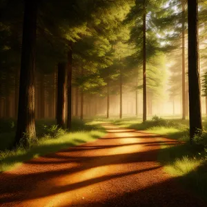 Idyllic Forest Path Amidst Autumn Foliage