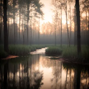 Tranquil Autumn Scene - Woods, River, Reflecting Sun