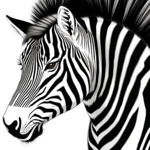 Striped Zebra Grazing in Wildlife Reserve