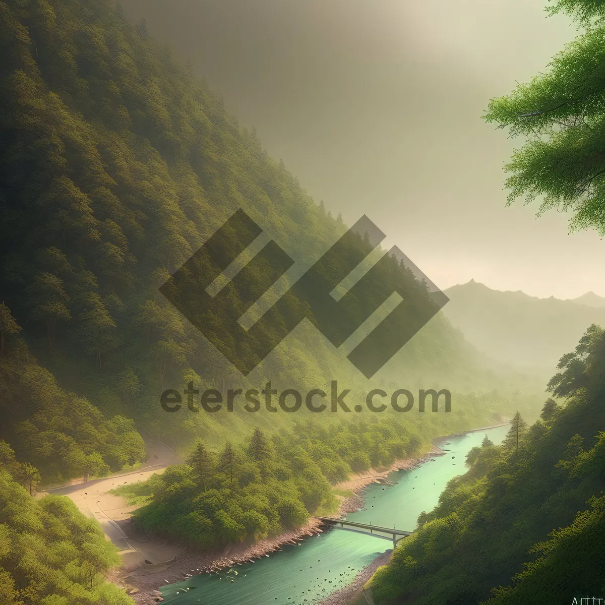 Picture of Majestic Highland Mountains and Serene River