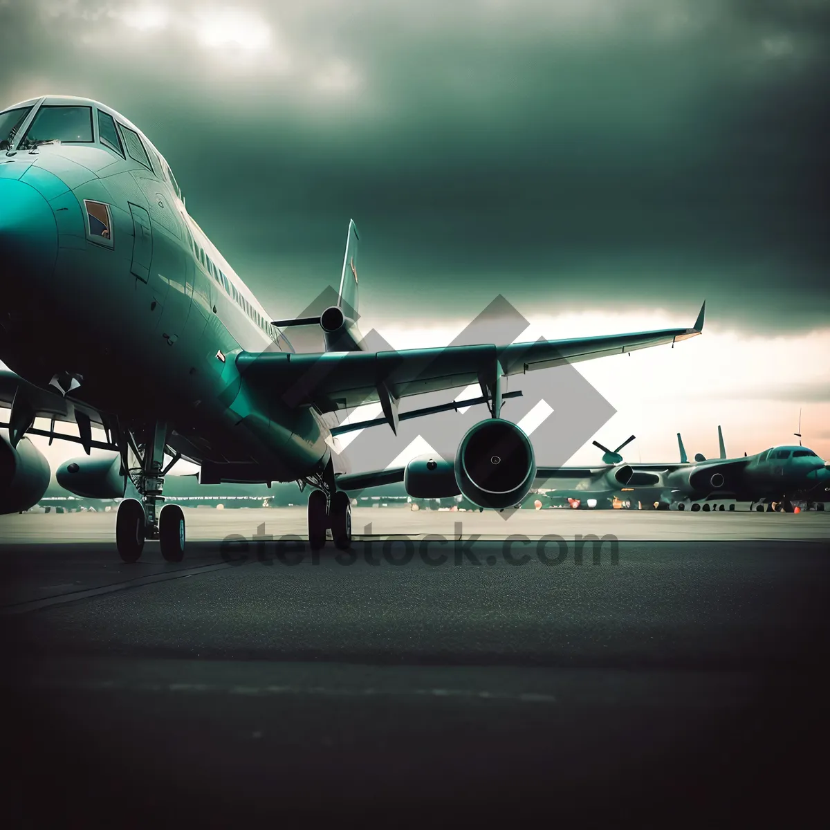 Picture of High-flying Jet in Airfield Takeoff