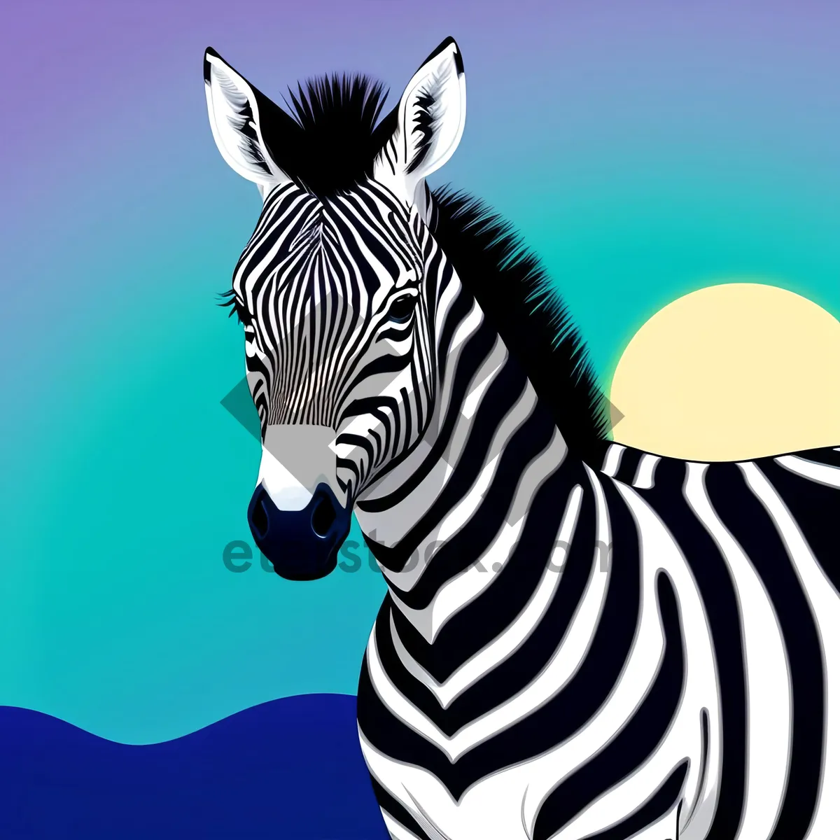 Picture of Striped Equine Essence in Wild: Zebra Majesty