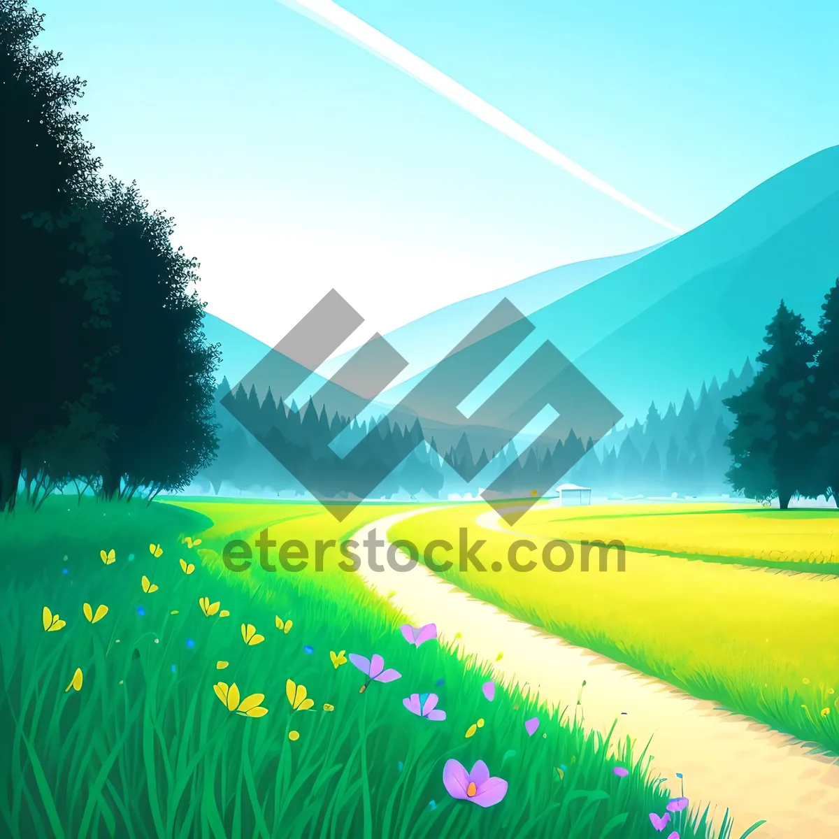 Picture of Summer Skyline: Vibrant Horizon Over Meadow