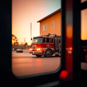 City Street Traffic with Fire Engine and Ambulance