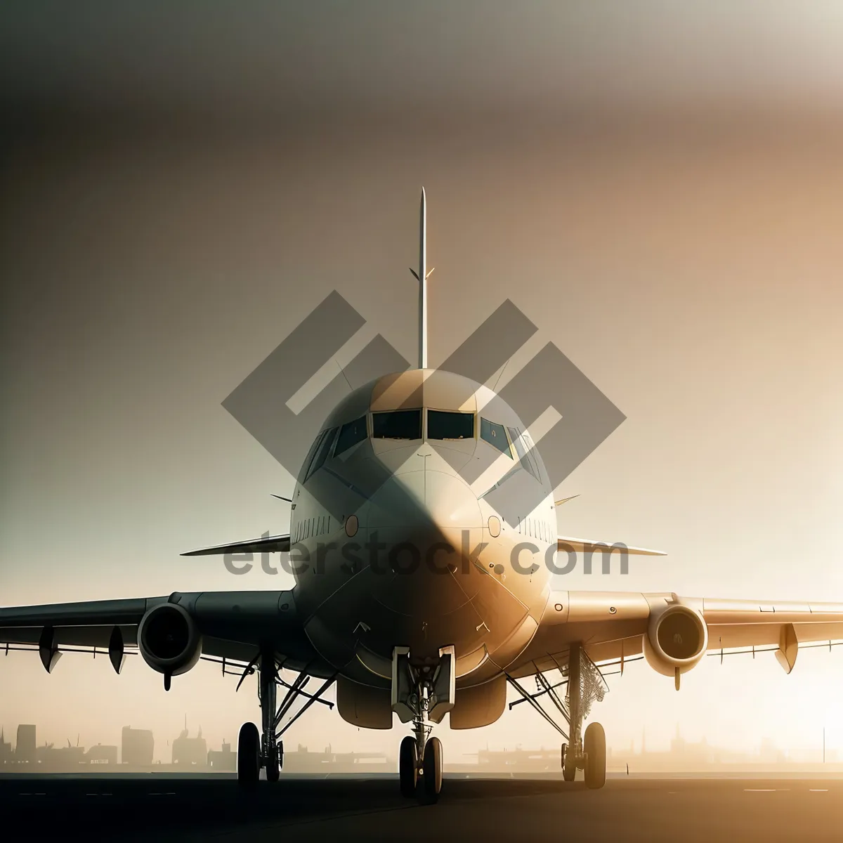 Picture of High-Flying Airliner in Clear Blue Skies