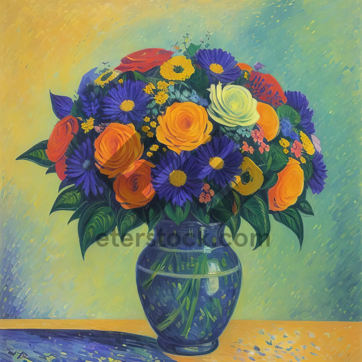 Picture of Colorful Floral Ceramic Vase: Artistic Earthenware Design