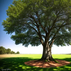 Serene Summer Scene: Vast Oak Wood in Countryside