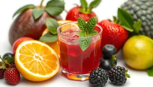 Refreshing Strawberry Berry Juice Cocktail served in glass jar