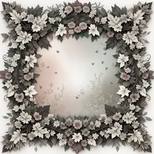 Festive Holly Frame with Snowflakes and Ornaments
